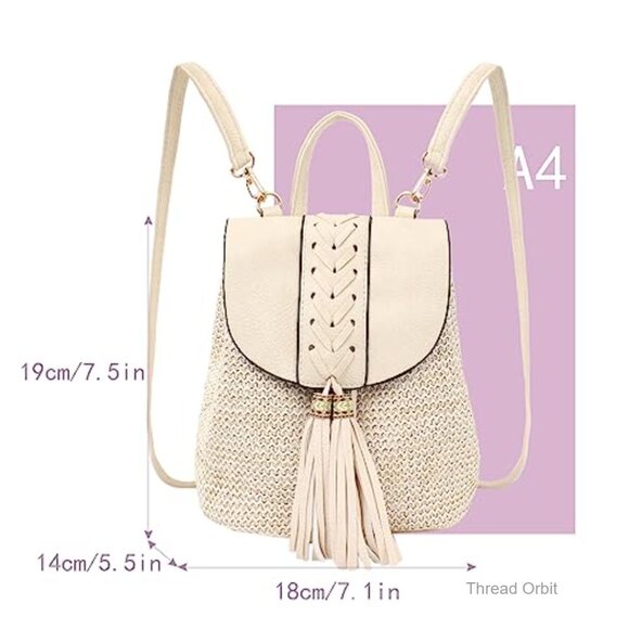 Vintage Bohemian Backpack Drawstring Shoulder Bag Handwoven Cotton Casual main image 4